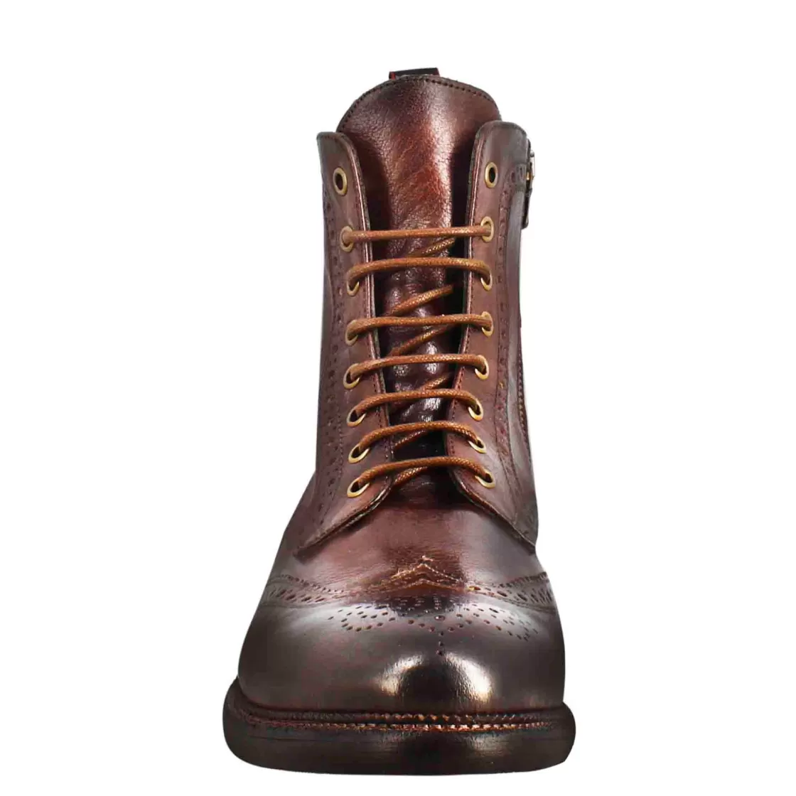 Outlet Leonardo Shoes Anfibi Candy Da Uomo In Pelle Lavata Colore Bronzato Marrone