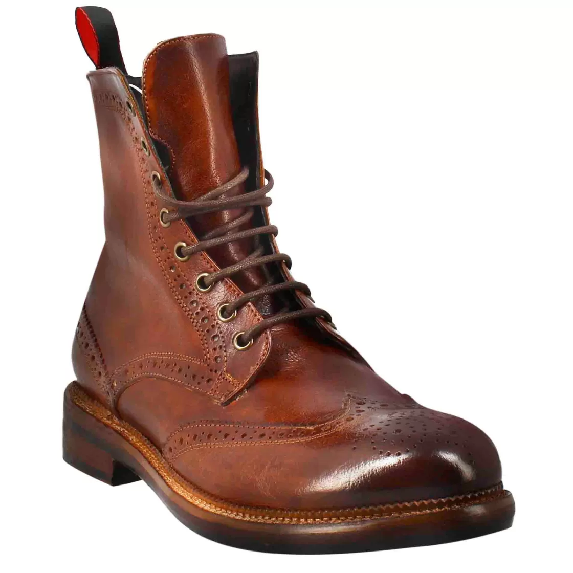Fashion Leonardo Shoes Anfibi Candy Da Uomo In Pelle Lavata Colore Cuoio Scuro Marrone Scuro