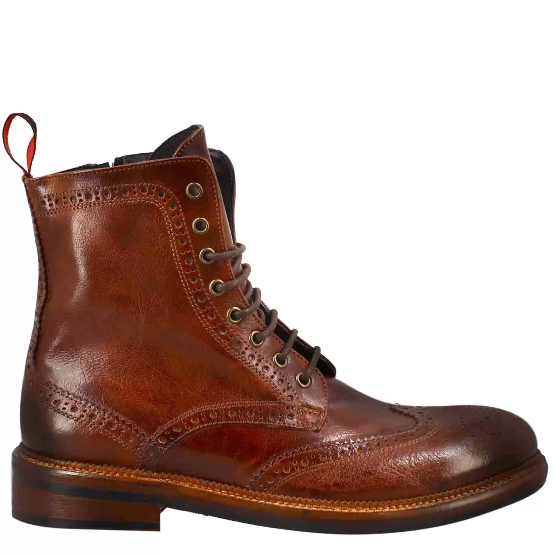 Fashion Leonardo Shoes Anfibi Candy Da Uomo In Pelle Lavata Colore Cuoio Scuro Marrone Scuro