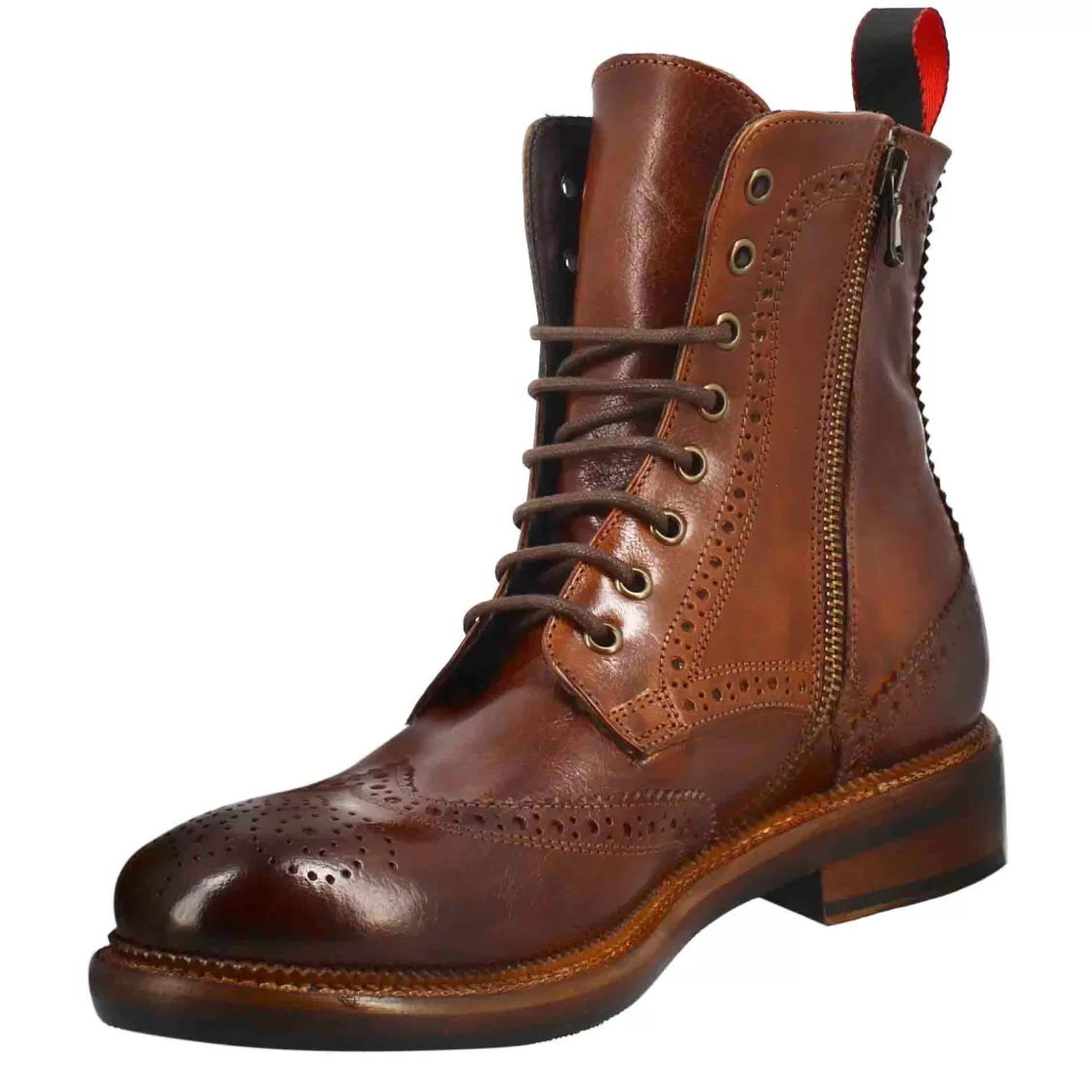 Fashion Leonardo Shoes Anfibi Candy Da Uomo In Pelle Lavata Colore Cuoio Scuro Marrone Scuro