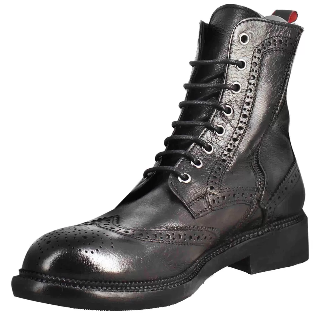 Clearance Leonardo Shoes Anfibi Candy Da Uomo In Pelle Lavata Colore Nero