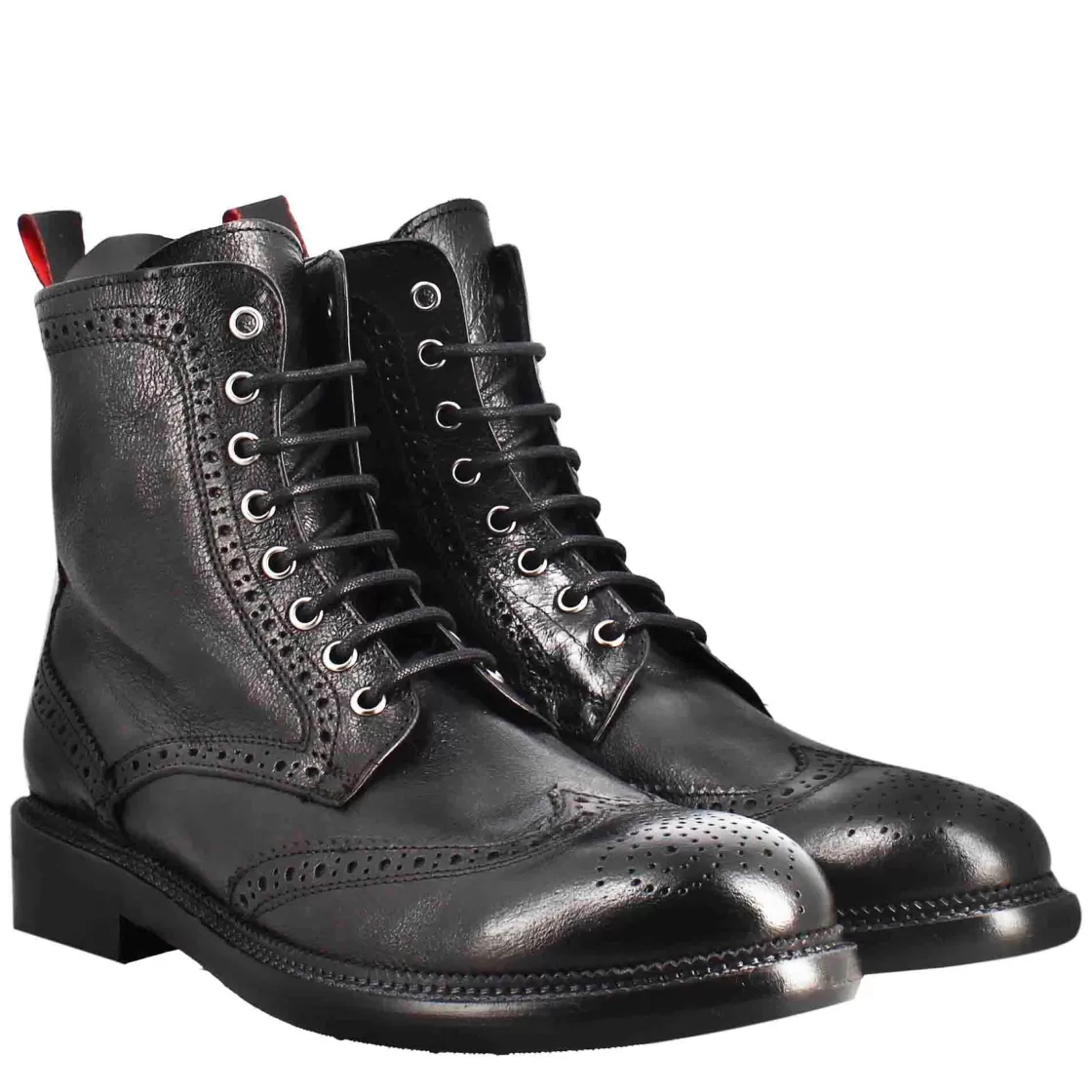Clearance Leonardo Shoes Anfibi Candy Da Uomo In Pelle Lavata Colore Nero