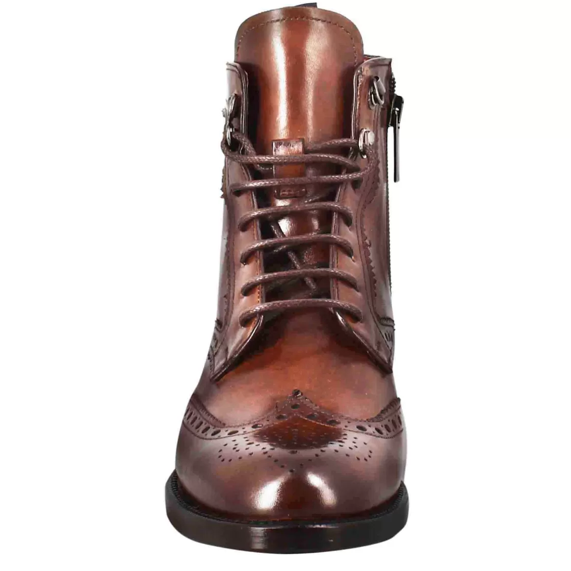 Cheap Leonardo Shoes Anfibio Da Donna Con Dettagli Brogue In Pelle Colore Testa Di Moro Marrone
