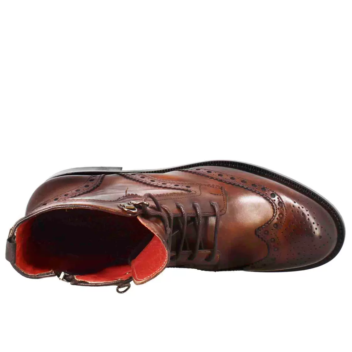 Cheap Leonardo Shoes Anfibio Da Donna Con Dettagli Brogue In Pelle Colore Testa Di Moro Marrone