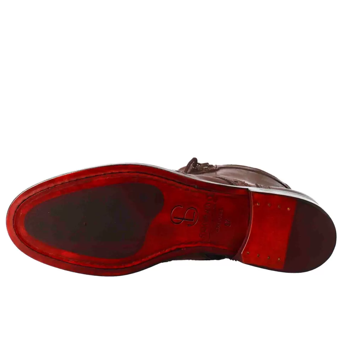 Cheap Leonardo Shoes Anfibio Da Donna Con Dettagli Brogue In Pelle Colore Testa Di Moro Marrone