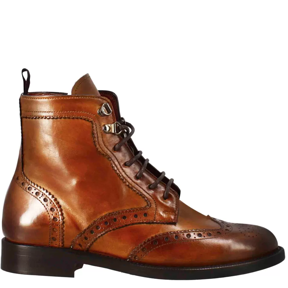 Best Leonardo Shoes Anfibio Da Donna Con Dettagli Brogue In Pelle Pieno Fiore Colore Chiaro Marrone