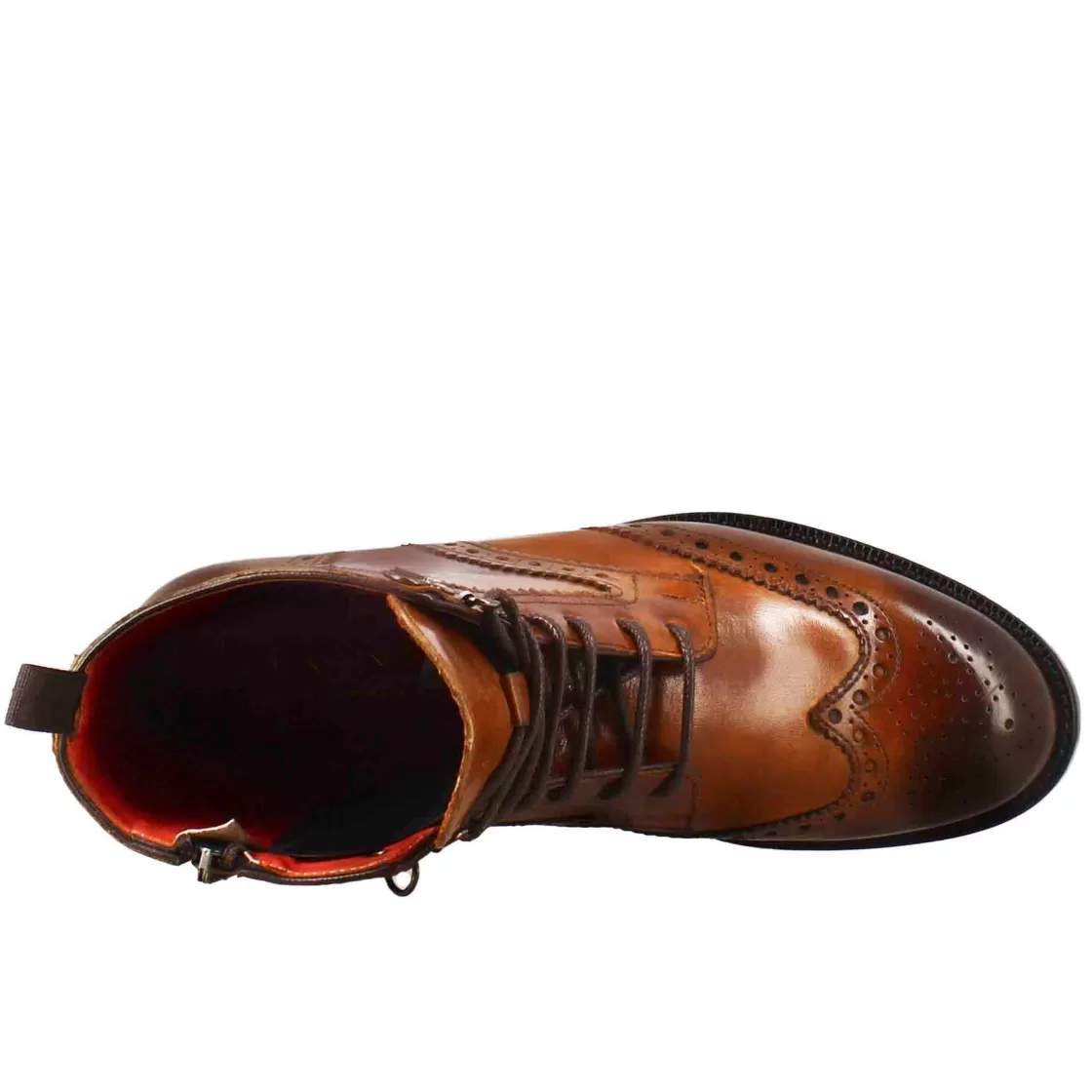 Best Leonardo Shoes Anfibio Da Donna Con Dettagli Brogue In Pelle Pieno Fiore Colore Chiaro Marrone