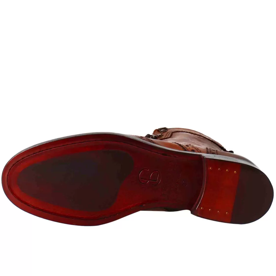 Best Leonardo Shoes Anfibio Da Donna Con Dettagli Brogue In Pelle Pieno Fiore Colore Chiaro Marrone