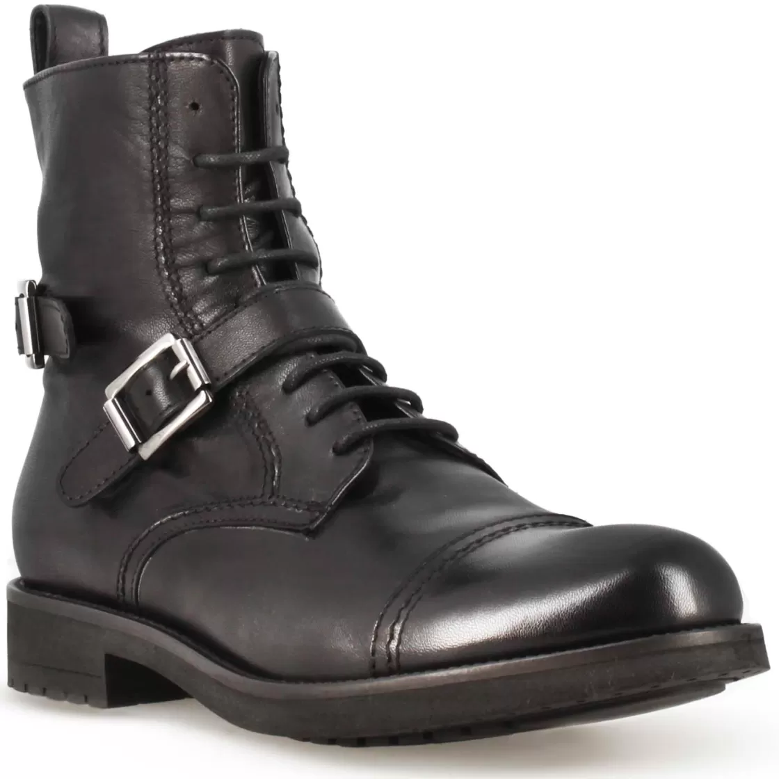 Hot Leonardo Shoes Anfibio Da Uomo In Pelle Colore E Suola In Gomma Nero