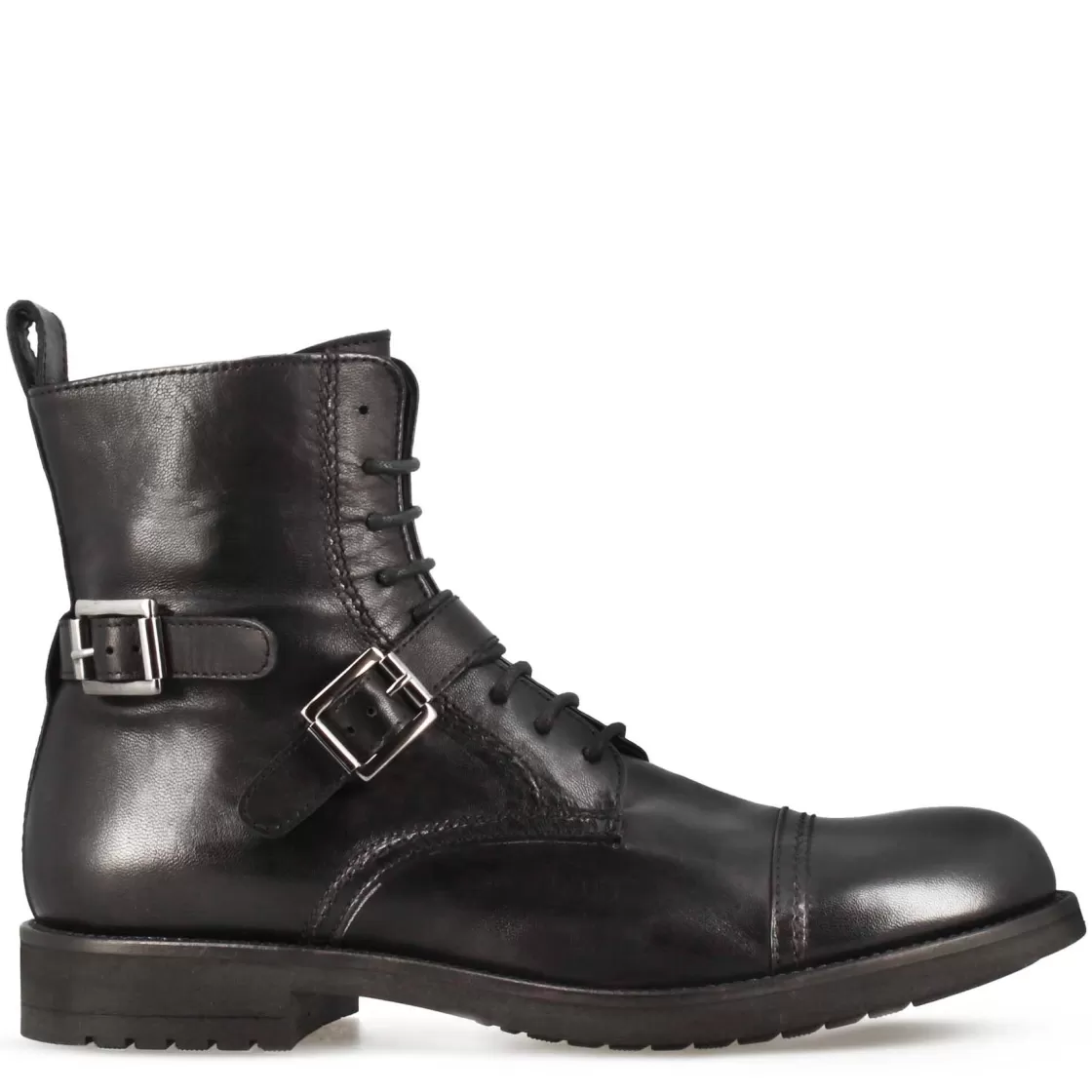 Hot Leonardo Shoes Anfibio Da Uomo In Pelle Colore E Suola In Gomma Nero