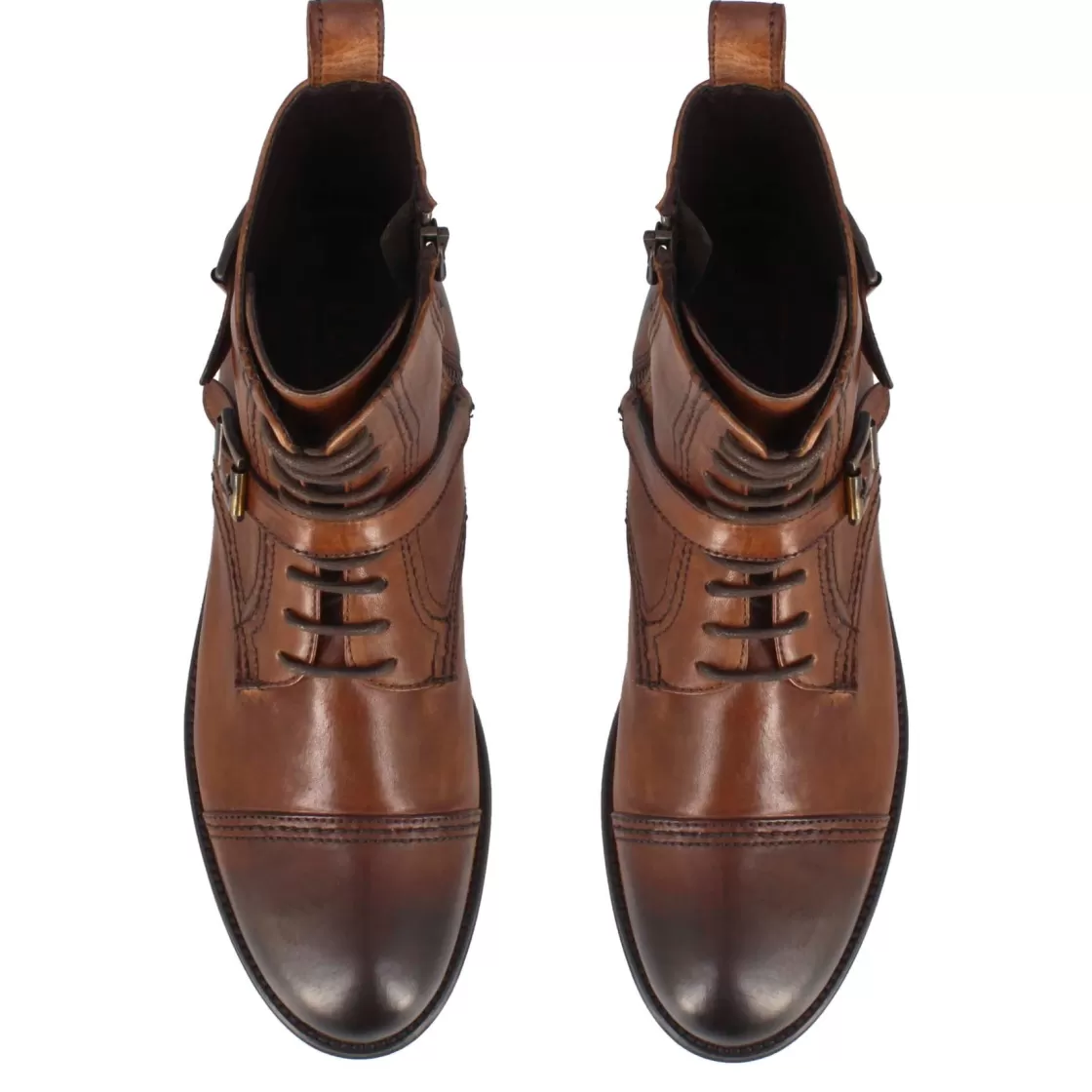 Sale Leonardo Shoes Anfibio Da Uomo In Pelle E Suola In Gomma Marrone