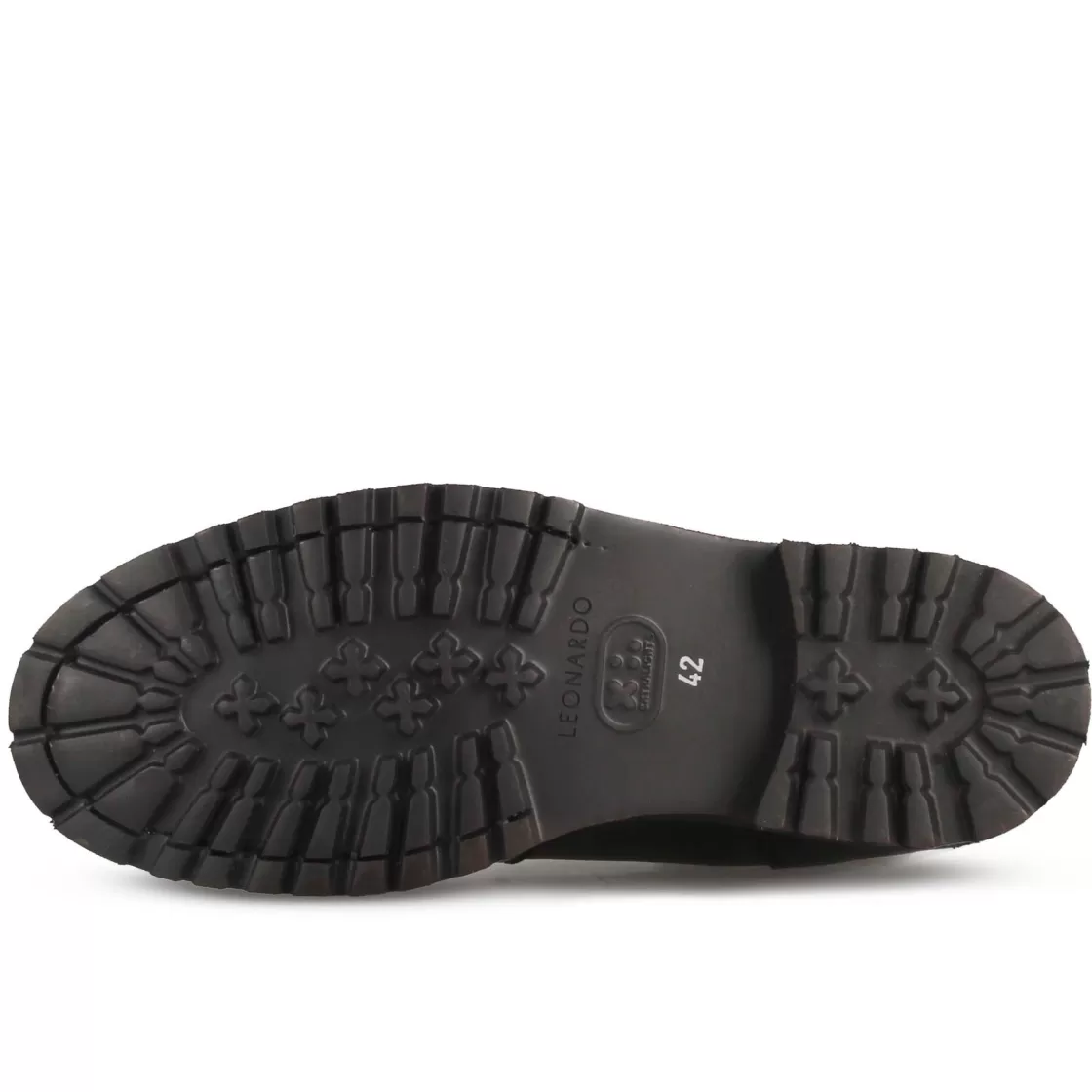Discount Leonardo Shoes Anfibio In Pelle Colore Marrone Con Allacciatura E Suola In Gomma Vibram Marrone Scuro