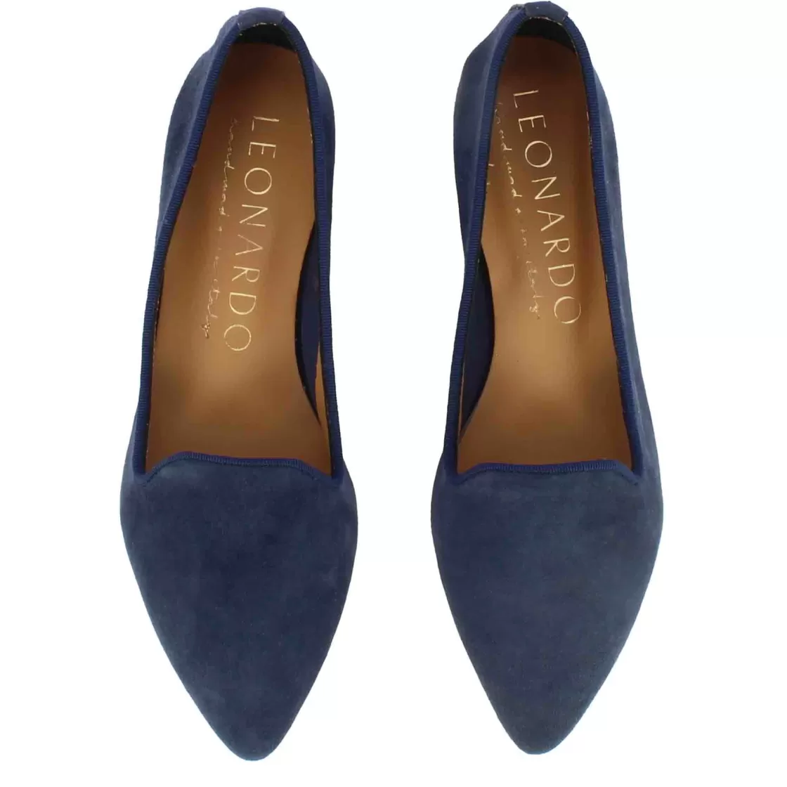 Store Leonardo Shoes Ballerina A Punta Da Donna In Pelle Scamosciata Colore Blu
