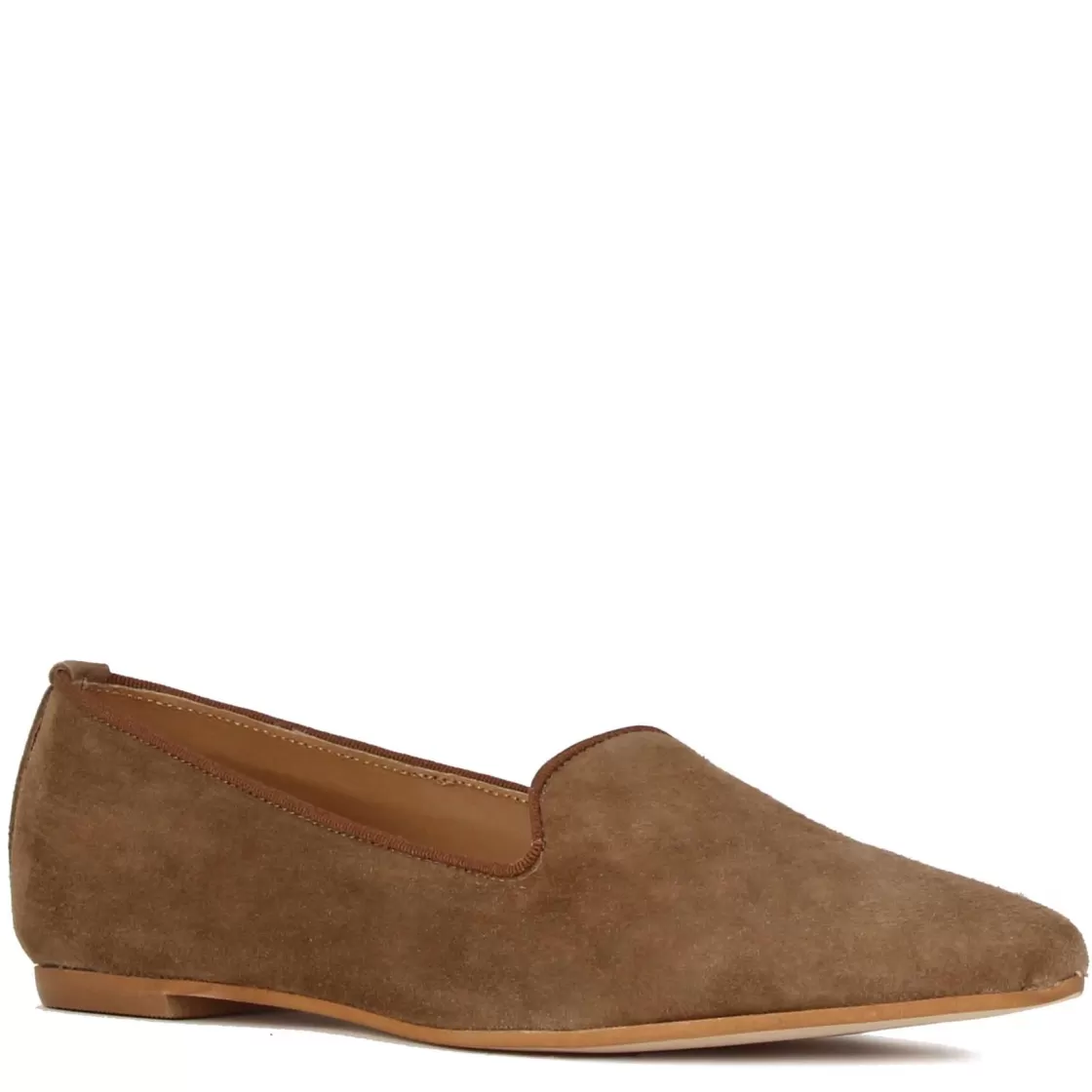 Flash Sale Leonardo Shoes Ballerina A Punta Da Donna In Pelle Scamosciata Colore Marrone