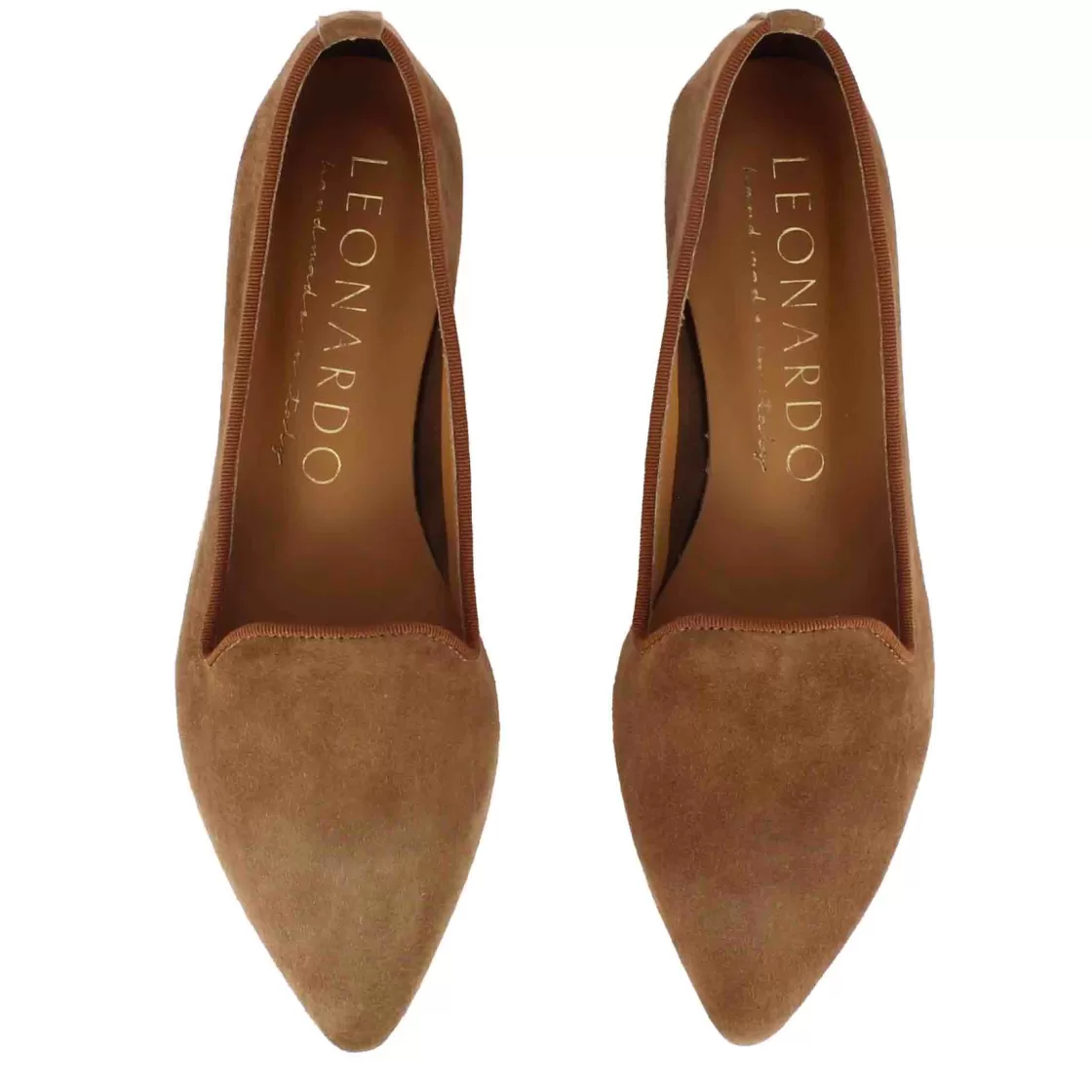 Flash Sale Leonardo Shoes Ballerina A Punta Da Donna In Pelle Scamosciata Colore Marrone