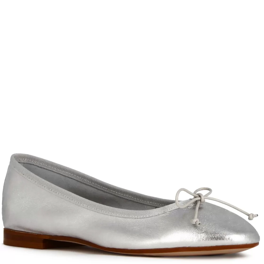 Outlet Leonardo Shoes Ballerina Classica Da Donna In Pelle Laminata Colore Argento