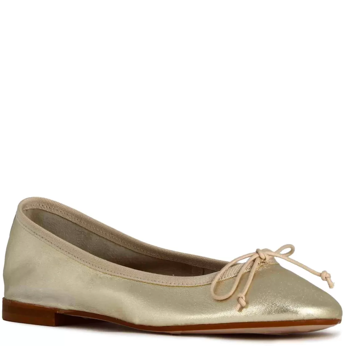 Clearance Leonardo Shoes Ballerina Classica Da Donna In Pelle Laminata Colore Oro