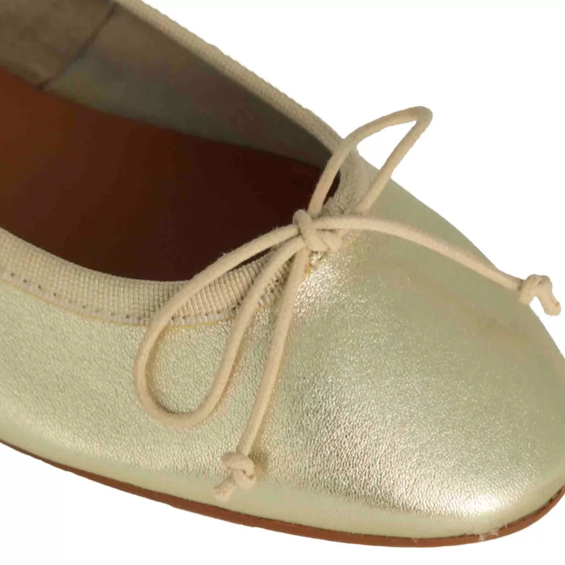 Clearance Leonardo Shoes Ballerina Classica Da Donna In Pelle Laminata Colore Oro