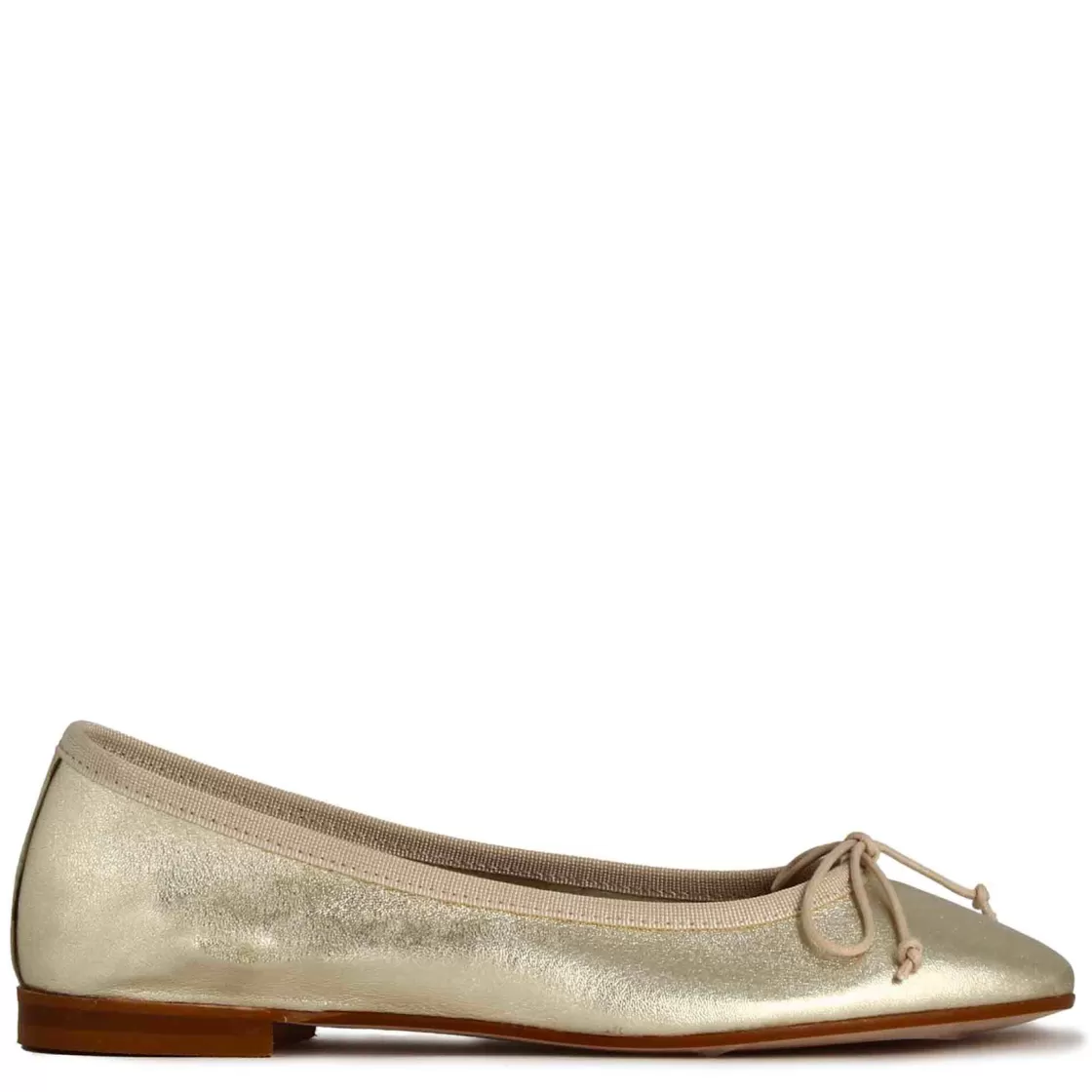 Clearance Leonardo Shoes Ballerina Classica Da Donna In Pelle Laminata Colore Oro