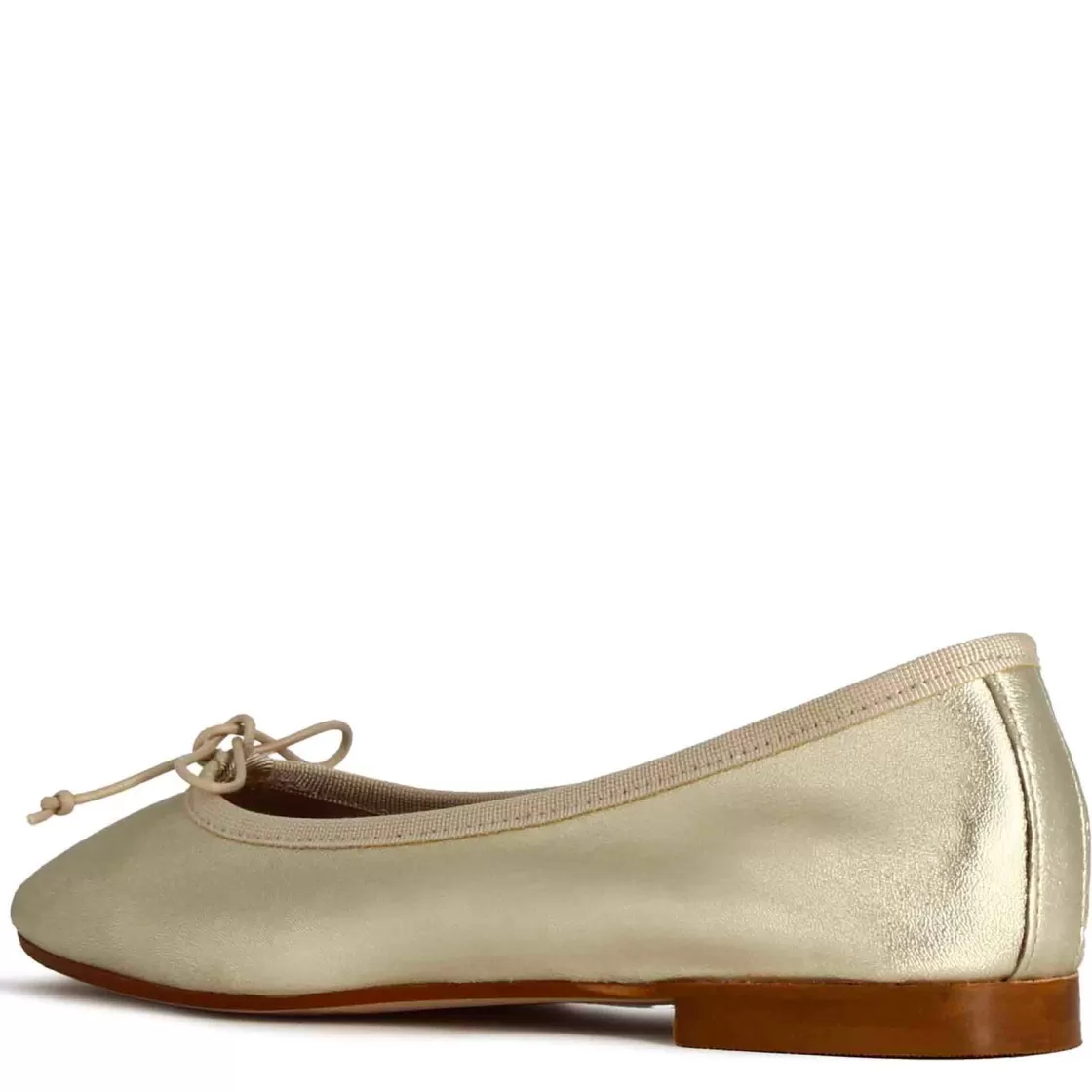 Clearance Leonardo Shoes Ballerina Classica Da Donna In Pelle Laminata Colore Oro