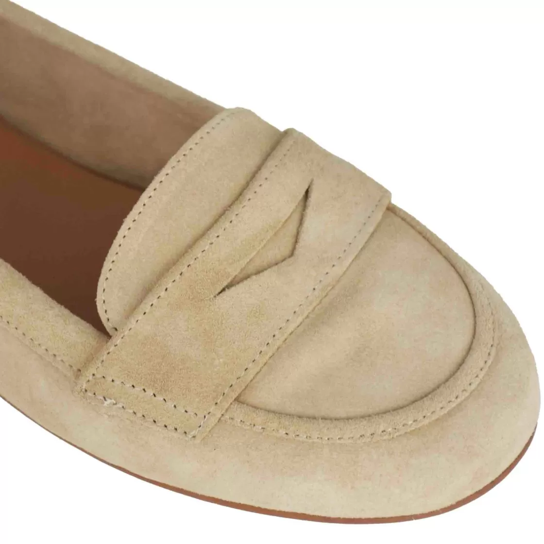 Cheap Leonardo Shoes Ballerina Classica Da Donna In Pelle Scamosciata Colore Beige