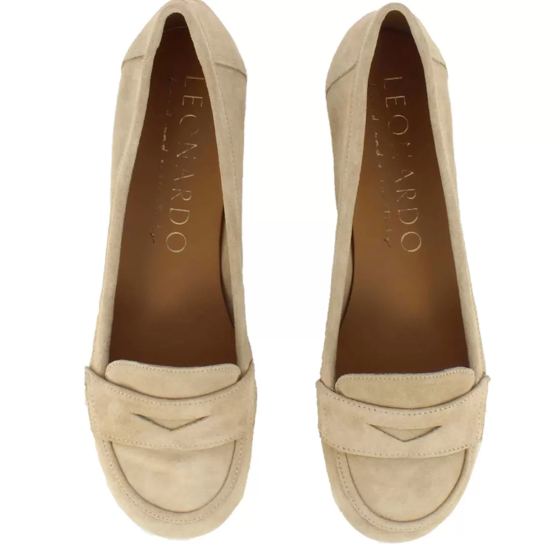 Cheap Leonardo Shoes Ballerina Classica Da Donna In Pelle Scamosciata Colore Beige