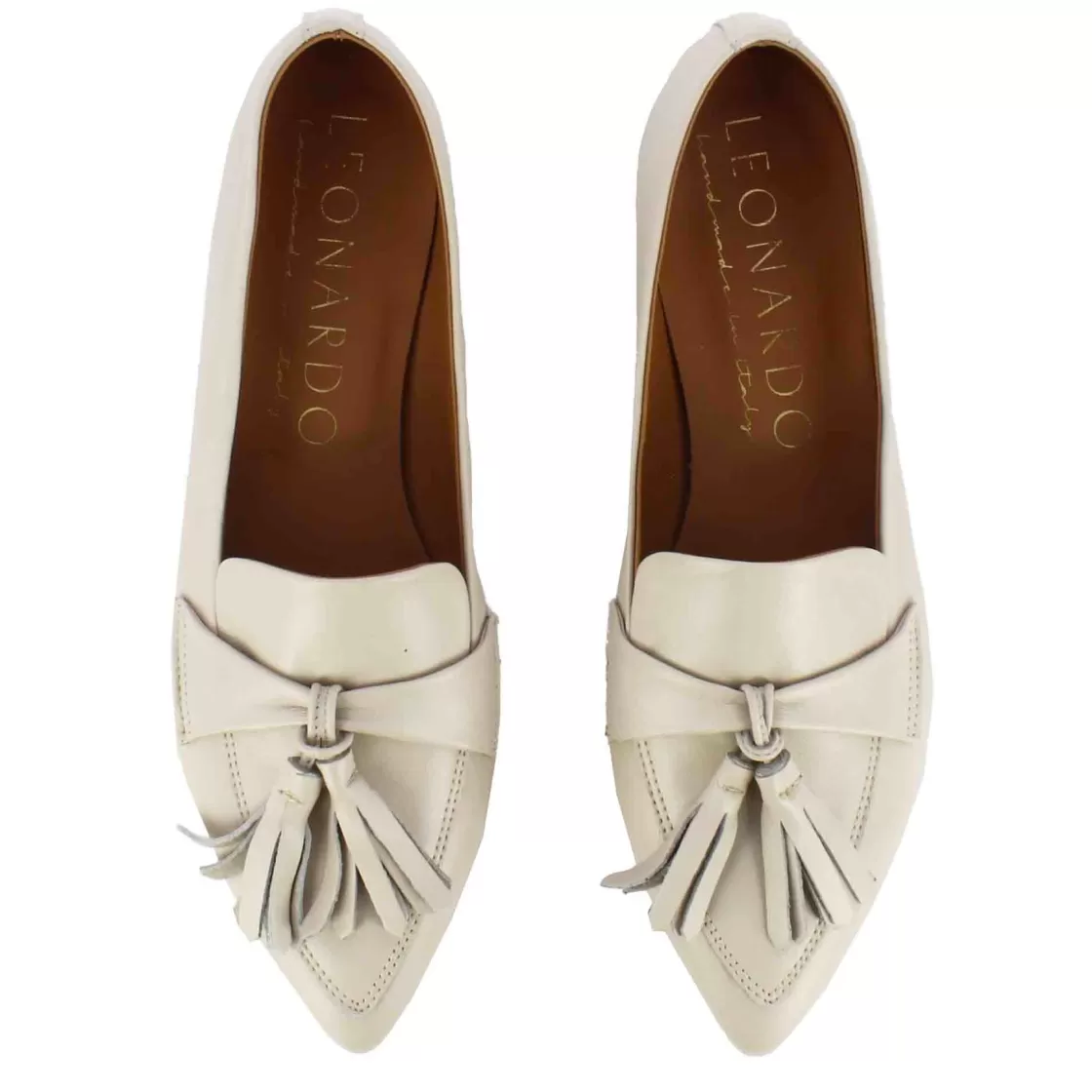 Hot Leonardo Shoes Ballerina Da Donna Casual Con Nappine Colore Beige
