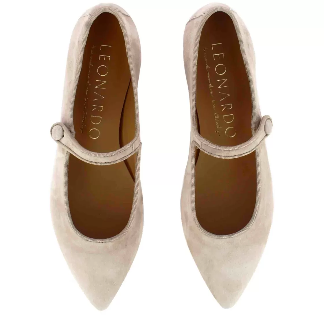 Cheap Leonardo Shoes Ballerina Mary Jane Da Donna In Pelle Scamosciata Con Cinturino Colore Rosa