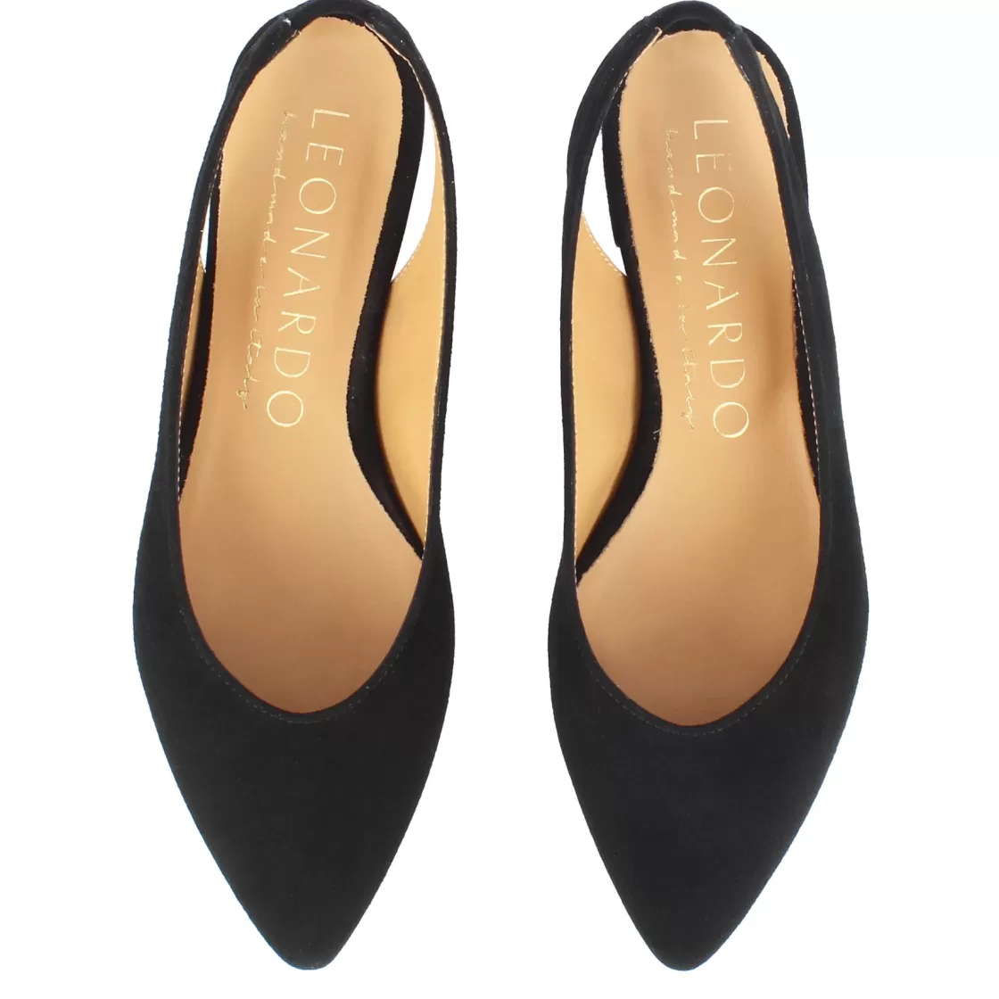 Shop Leonardo Shoes Ballerina Slingback Da Donna In Pelle Scamosciata Colore Nero