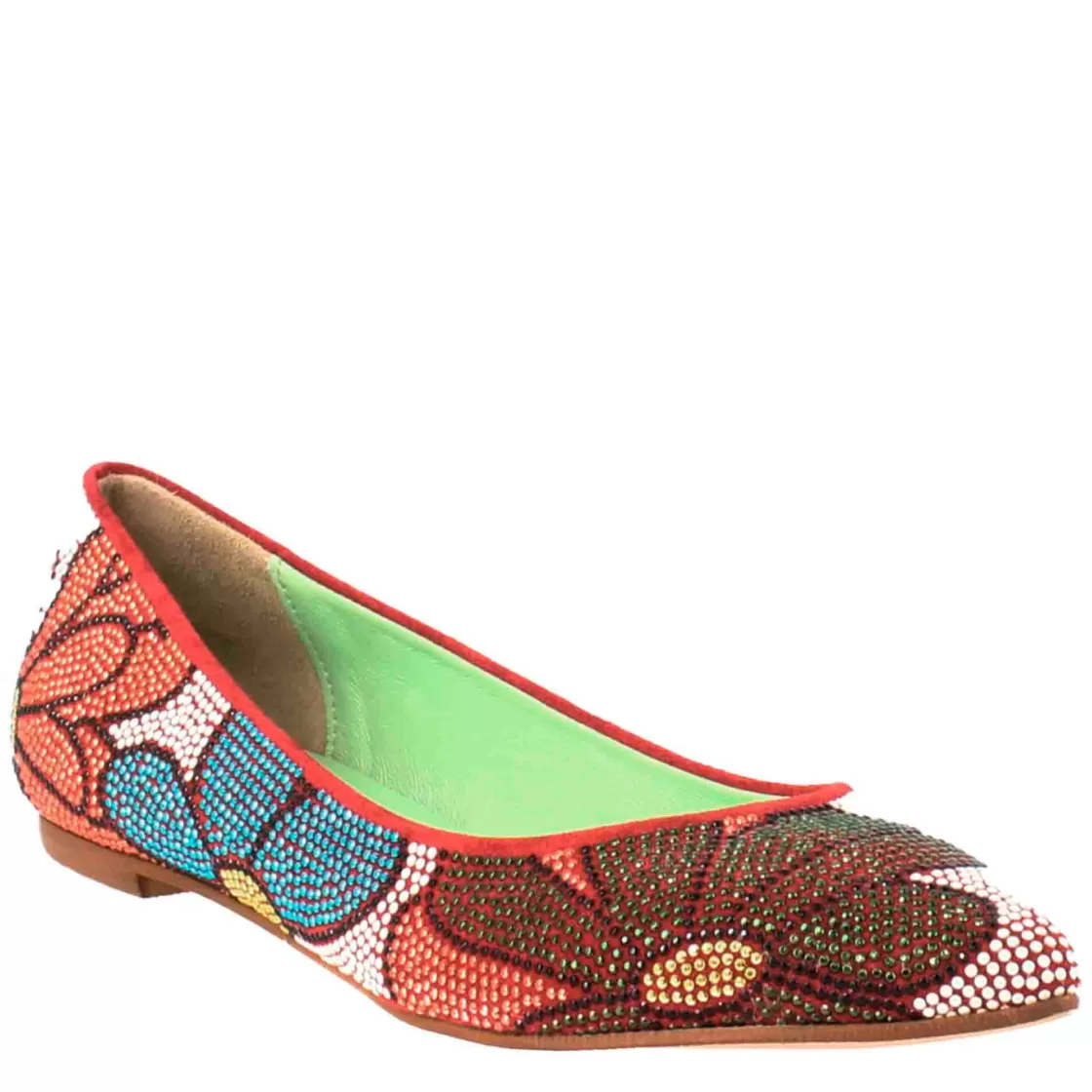 Cheap Leonardo Shoes Ballerine Color Da Donna In Pelle Scamosciata Con Strass Rosso