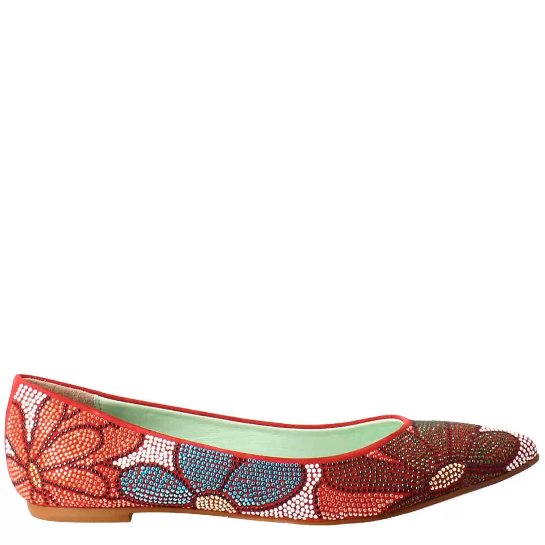 Cheap Leonardo Shoes Ballerine Color Da Donna In Pelle Scamosciata Con Strass Rosso
