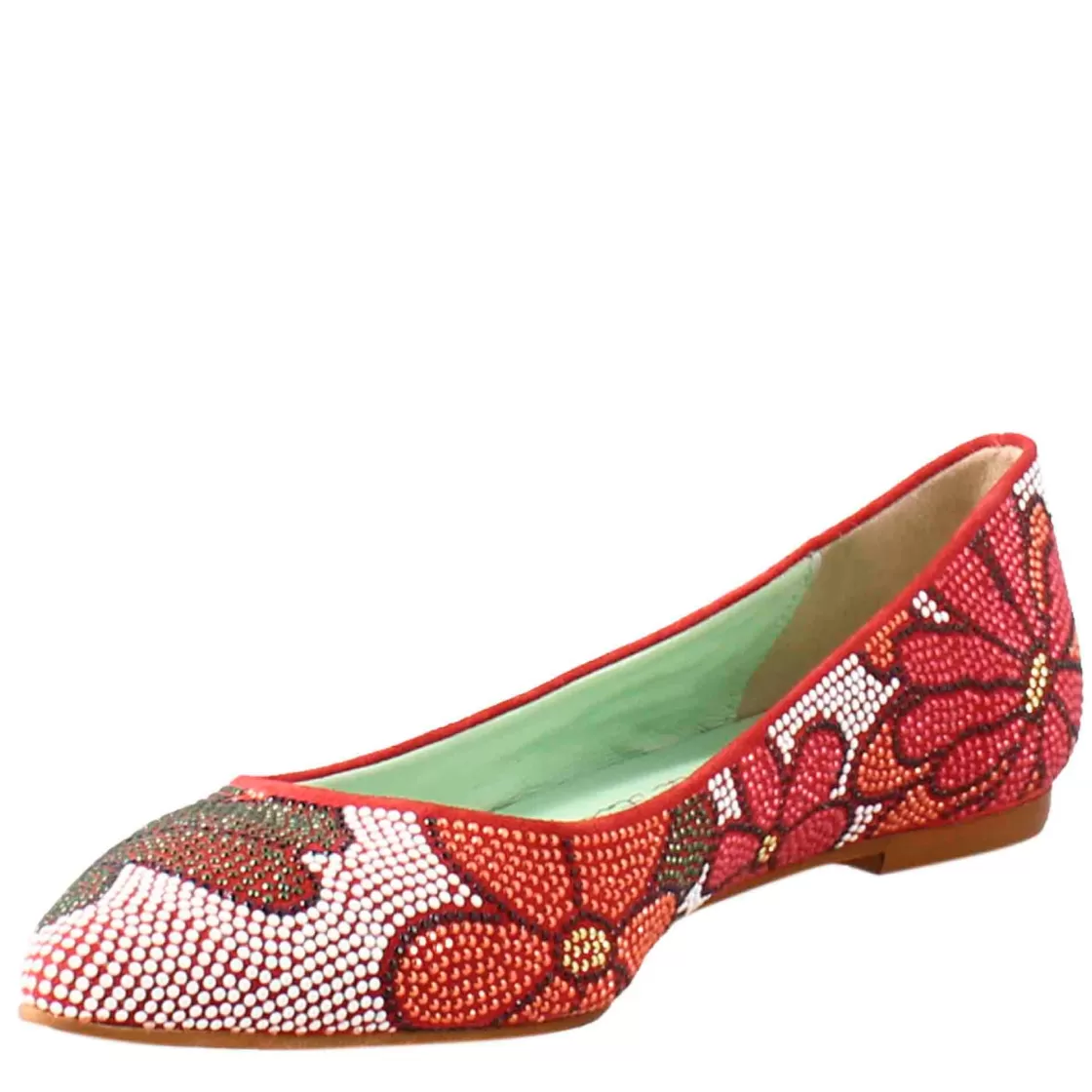 Cheap Leonardo Shoes Ballerine Color Da Donna In Pelle Scamosciata Con Strass Rosso