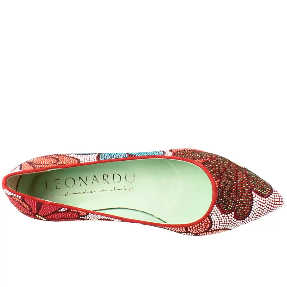 Cheap Leonardo Shoes Ballerine Color Da Donna In Pelle Scamosciata Con Strass Rosso