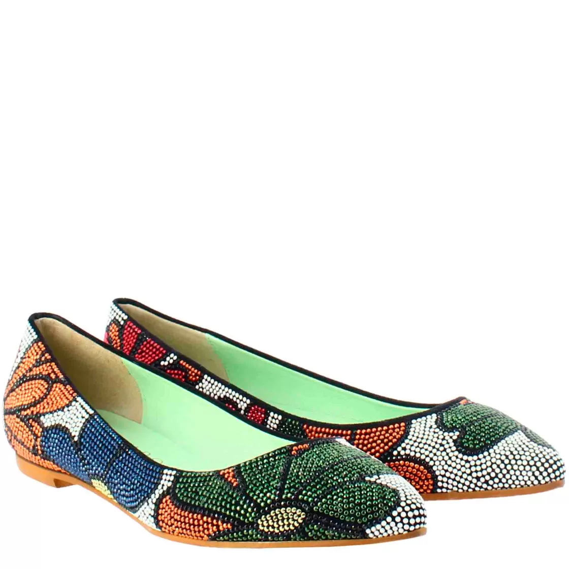 Online Leonardo Shoes Ballerine Da Donna Scuro In Pelle Scamosciata Con Strass Blu