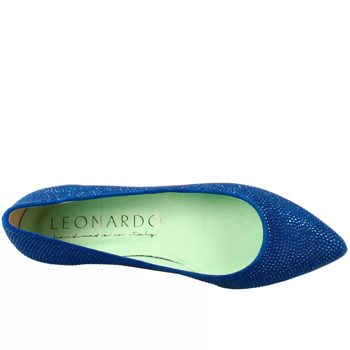 New Leonardo Shoes Ballerine Da Donna Color In Pelle Scamosciata Con Strass Celeste