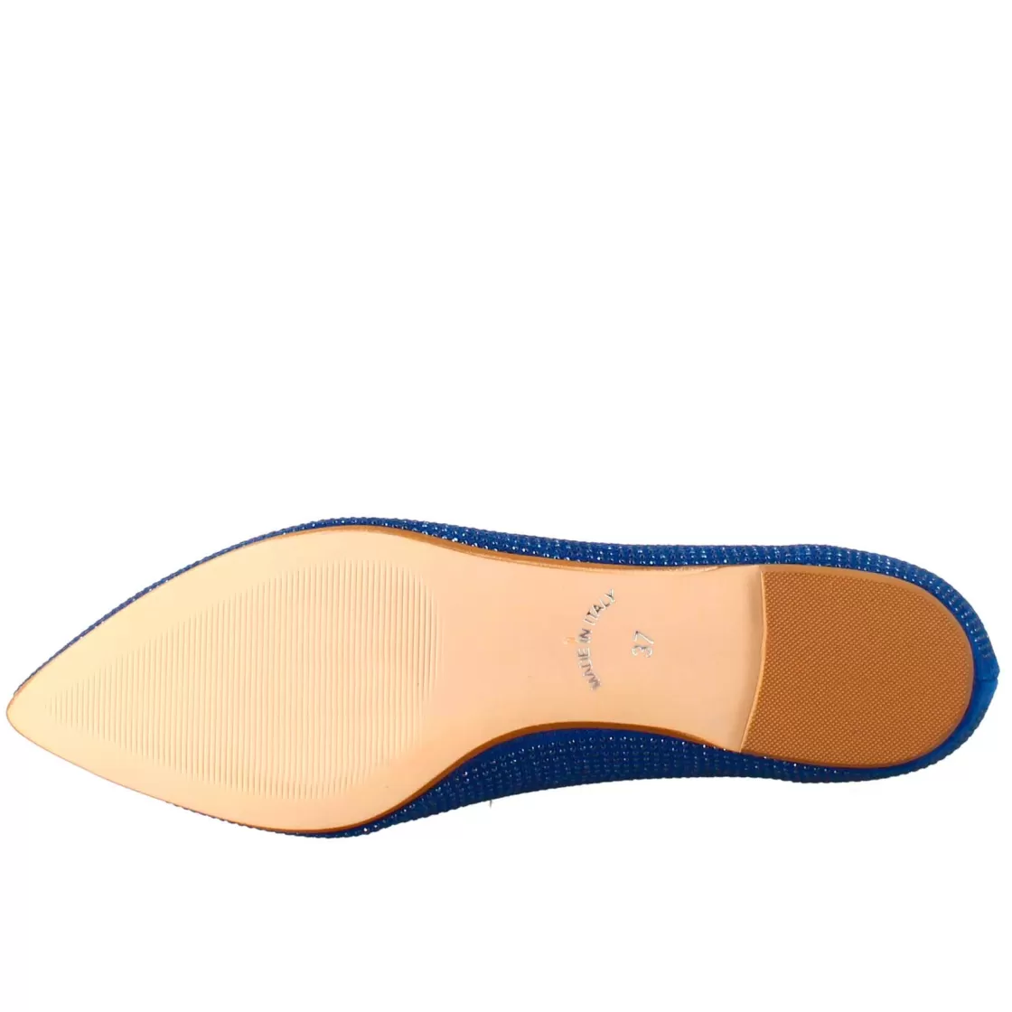 New Leonardo Shoes Ballerine Da Donna Color In Pelle Scamosciata Con Strass Celeste