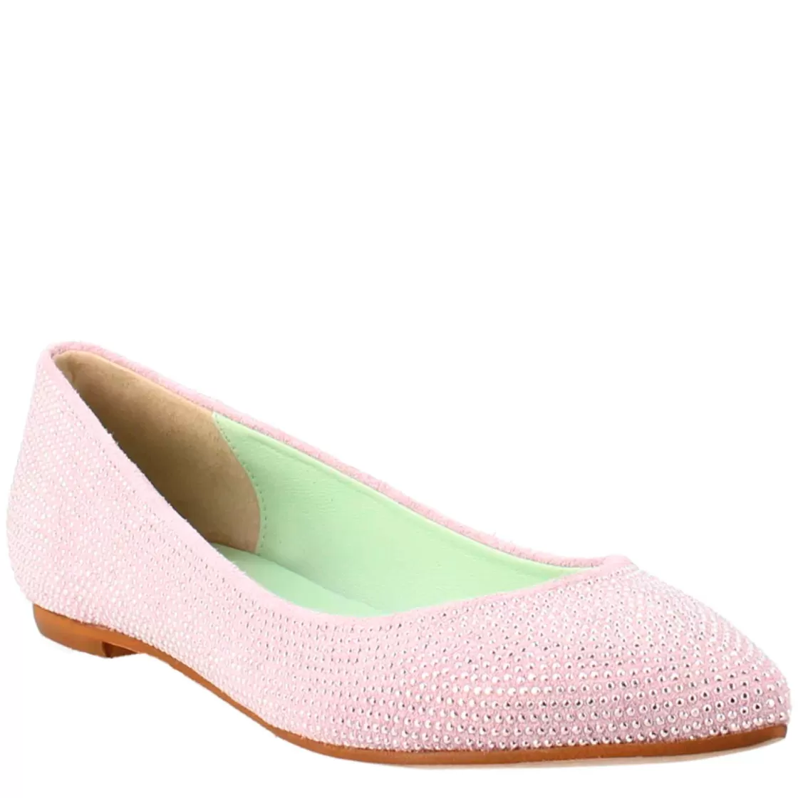 Outlet Leonardo Shoes Ballerine Da Donna Color In Pelle Scamosciata Con Strass Lilla