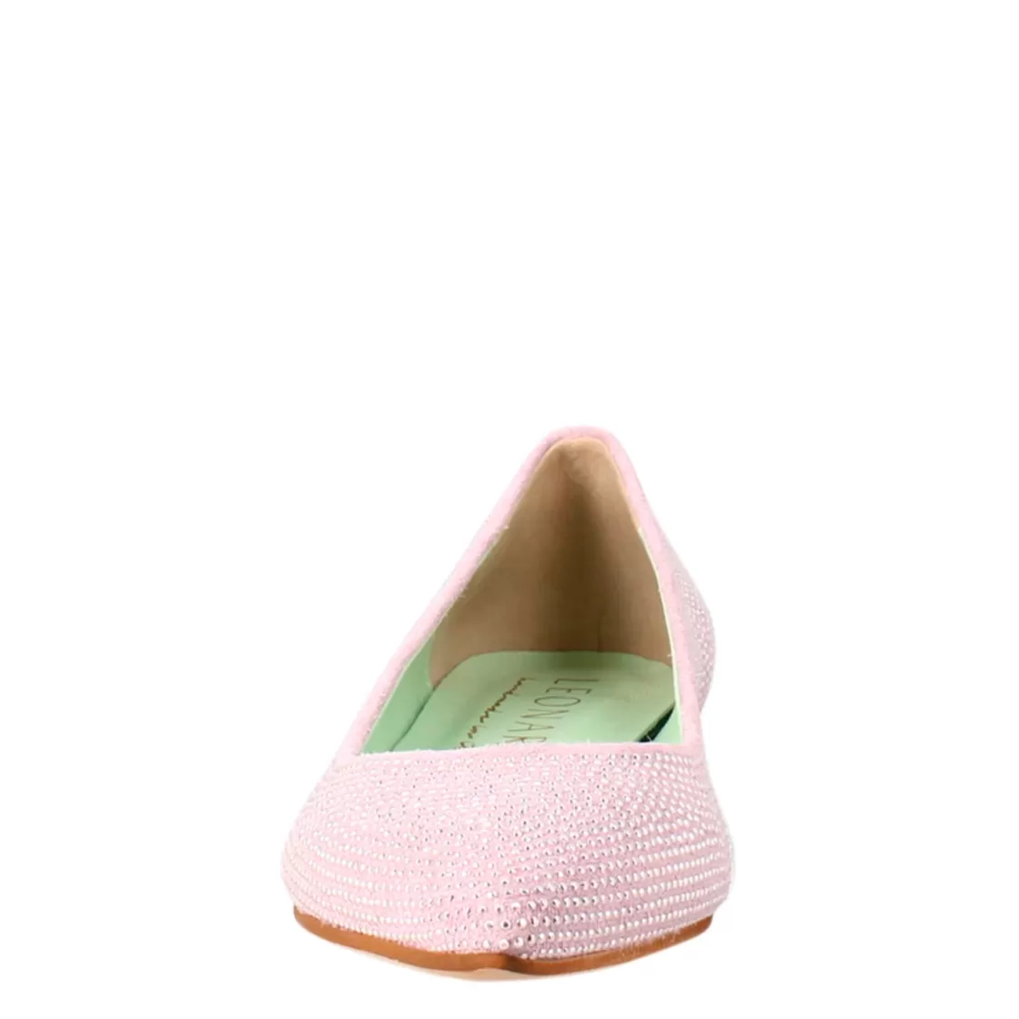 Outlet Leonardo Shoes Ballerine Da Donna Color In Pelle Scamosciata Con Strass Lilla