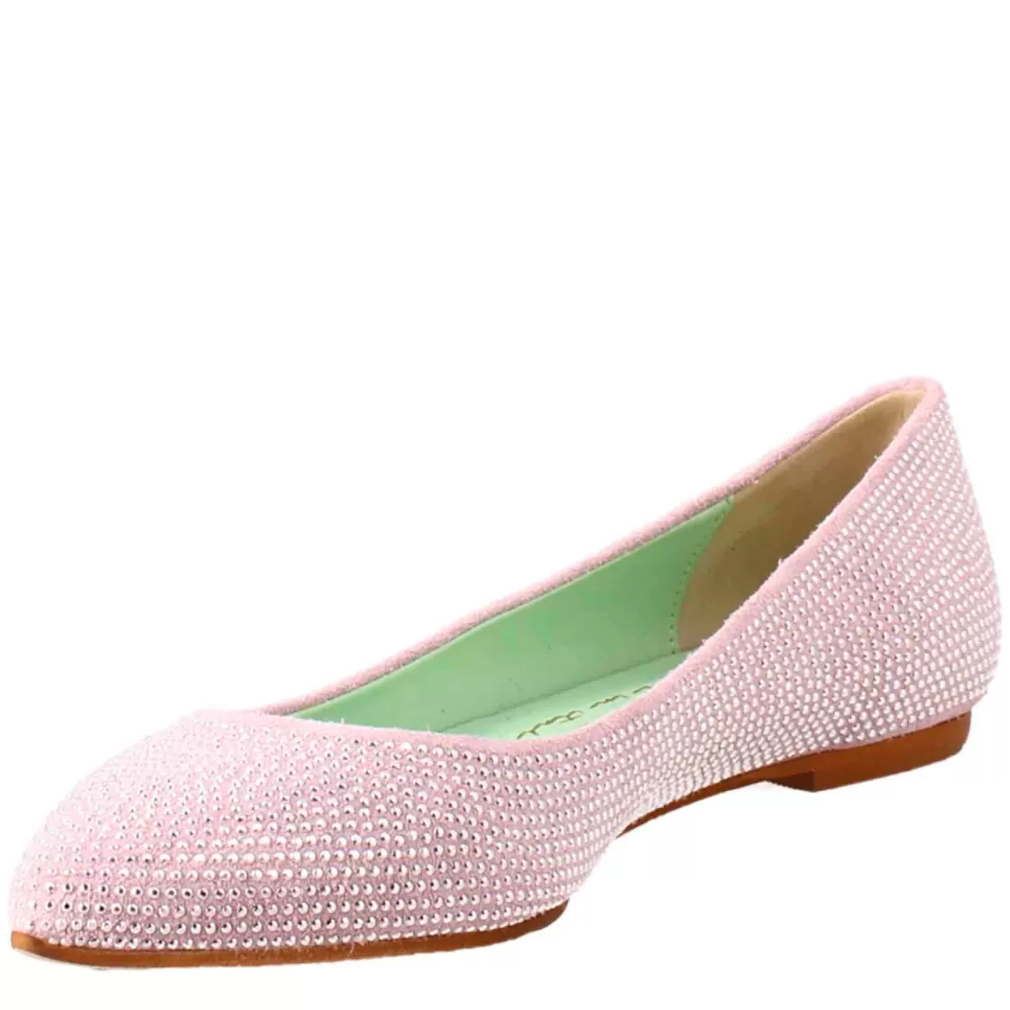 Outlet Leonardo Shoes Ballerine Da Donna Color In Pelle Scamosciata Con Strass Lilla