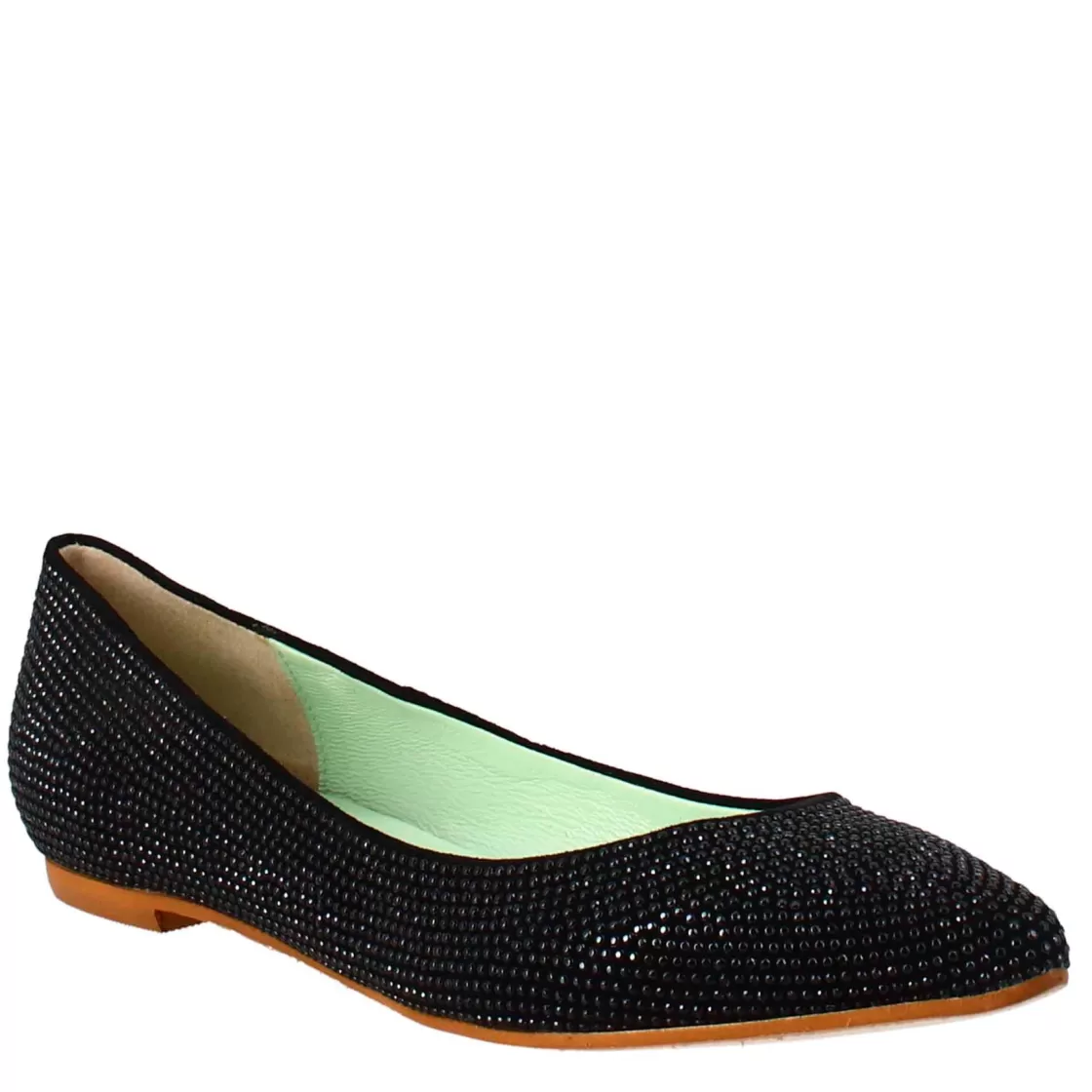 Best Leonardo Shoes Ballerine Da Donna Color In Pelle Scamosciata Con Strass Nero