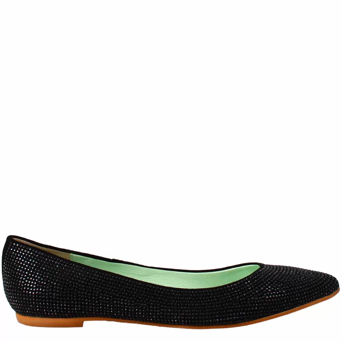Best Leonardo Shoes Ballerine Da Donna Color In Pelle Scamosciata Con Strass Nero