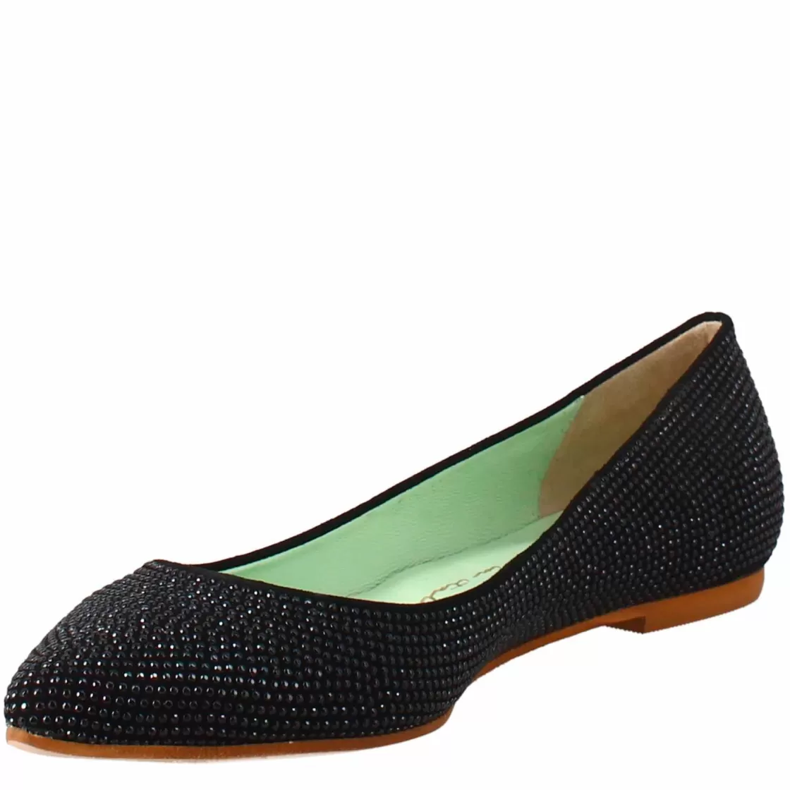 Best Leonardo Shoes Ballerine Da Donna Color In Pelle Scamosciata Con Strass Nero