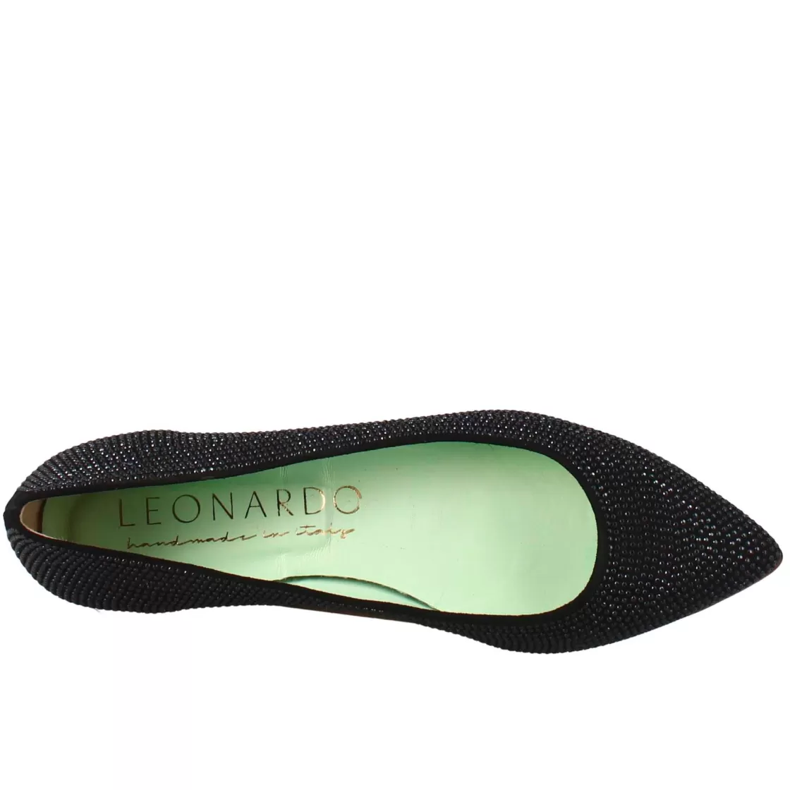 Best Leonardo Shoes Ballerine Da Donna Color In Pelle Scamosciata Con Strass Nero