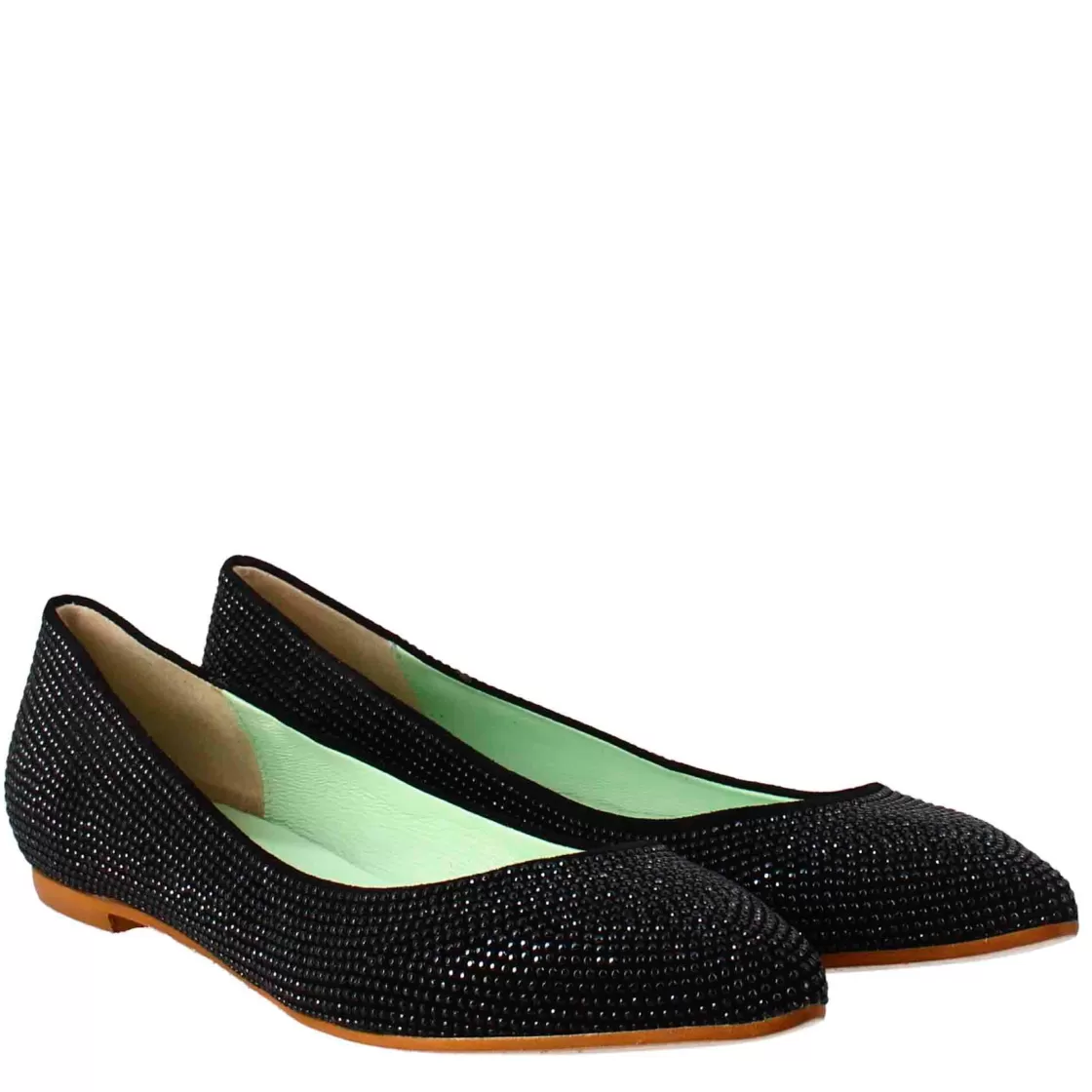 Best Leonardo Shoes Ballerine Da Donna Color In Pelle Scamosciata Con Strass Nero