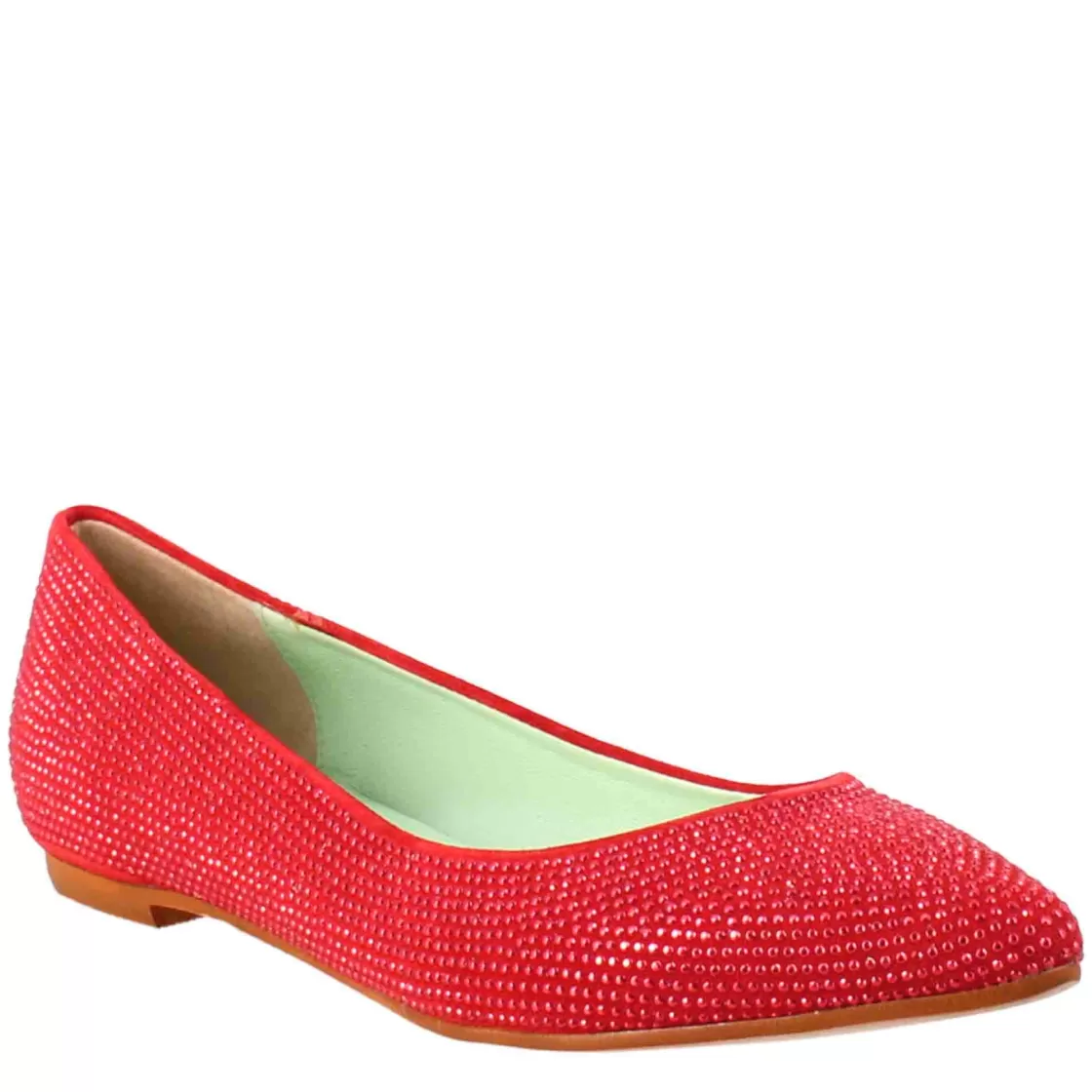 Flash Sale Leonardo Shoes Ballerine Da Donna Color In Pelle Scamosciata Con Strass Rosso