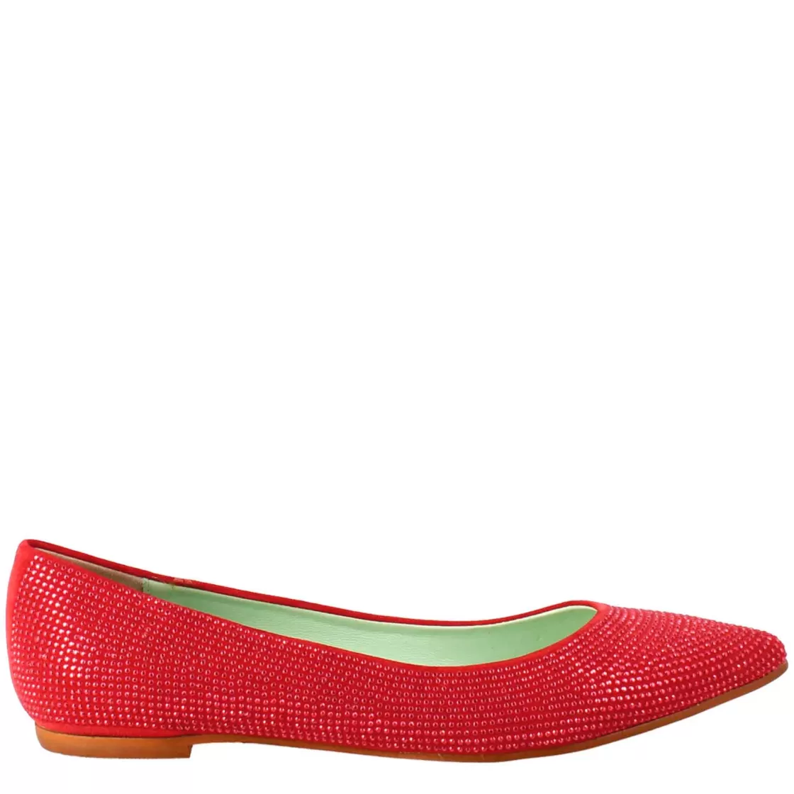Flash Sale Leonardo Shoes Ballerine Da Donna Color In Pelle Scamosciata Con Strass Rosso