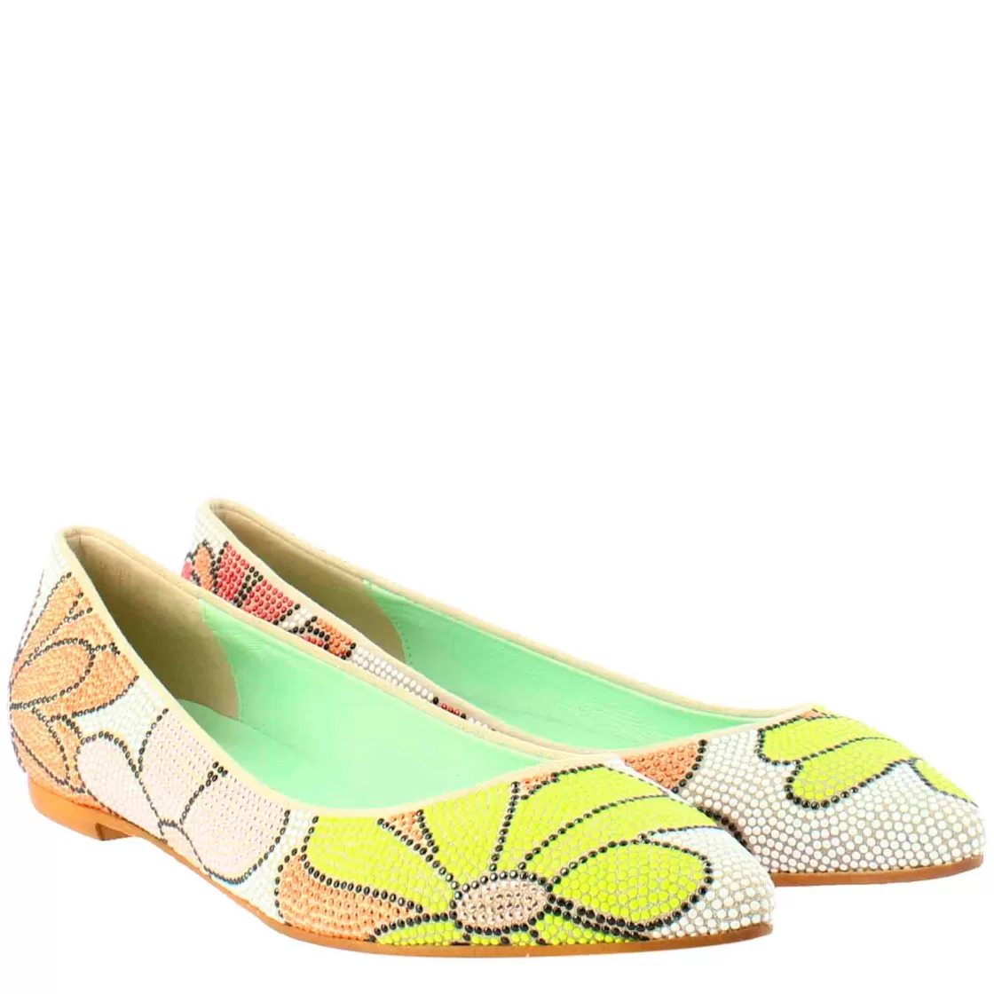 Best Sale Leonardo Shoes Ballerine Da Donna In Pelle Scamosciata Con Strass Marrone Chiaro