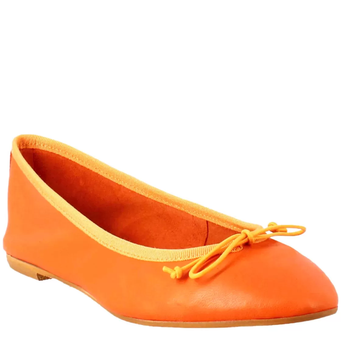 Online Leonardo Shoes Ballerine Leggere Da Donna Color In Pelle Liscia Arancio