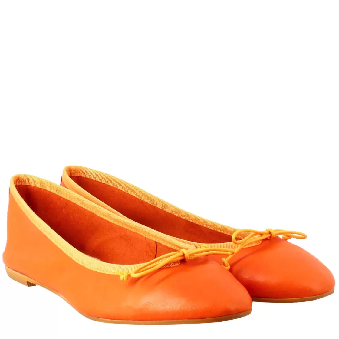 Online Leonardo Shoes Ballerine Leggere Da Donna Color In Pelle Liscia Arancio