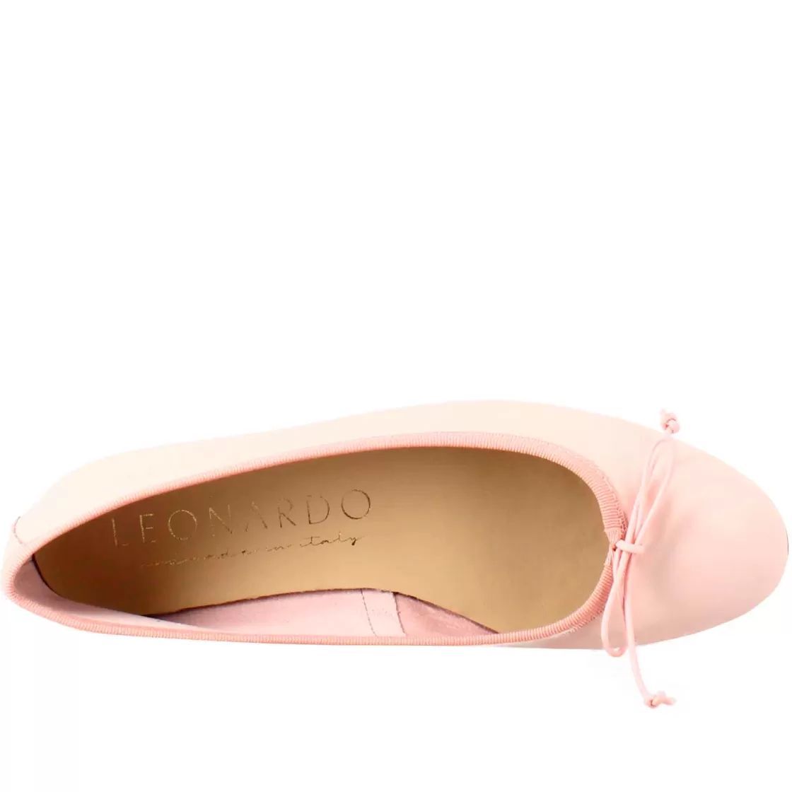 New Leonardo Shoes Ballerine Leggere Da Donna Color In Pelle Liscia Cipria